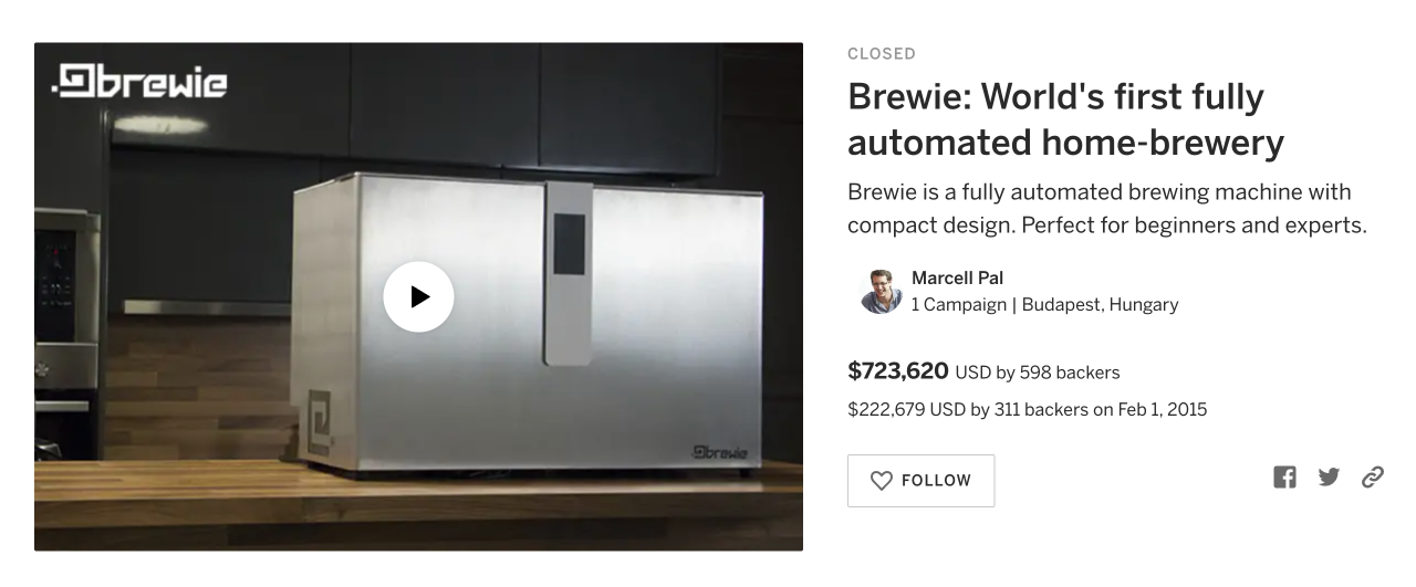 Brewie's (second) campaign page: